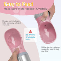 Portable Dog Water Bottle - Button switch / 14 OZ - Pink - image 4
