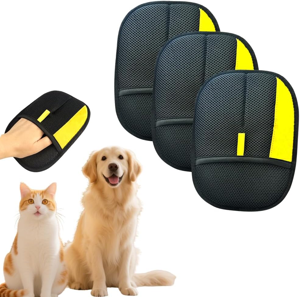 Electrostatic Pet Hair Removal Gloves – Essentials for Cats - 3pcs-Black