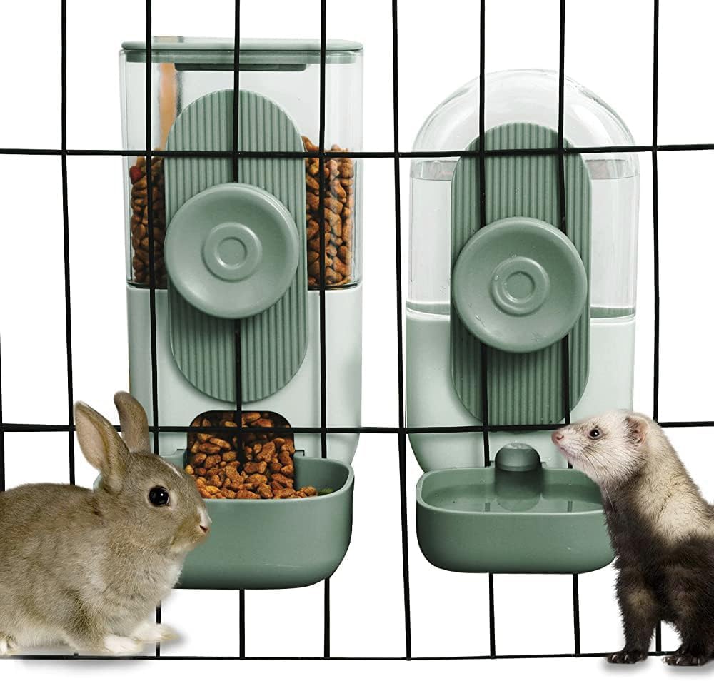 Lemtrflo Rabbit Feeder, Bunny Water Bottle Dispenser - Green