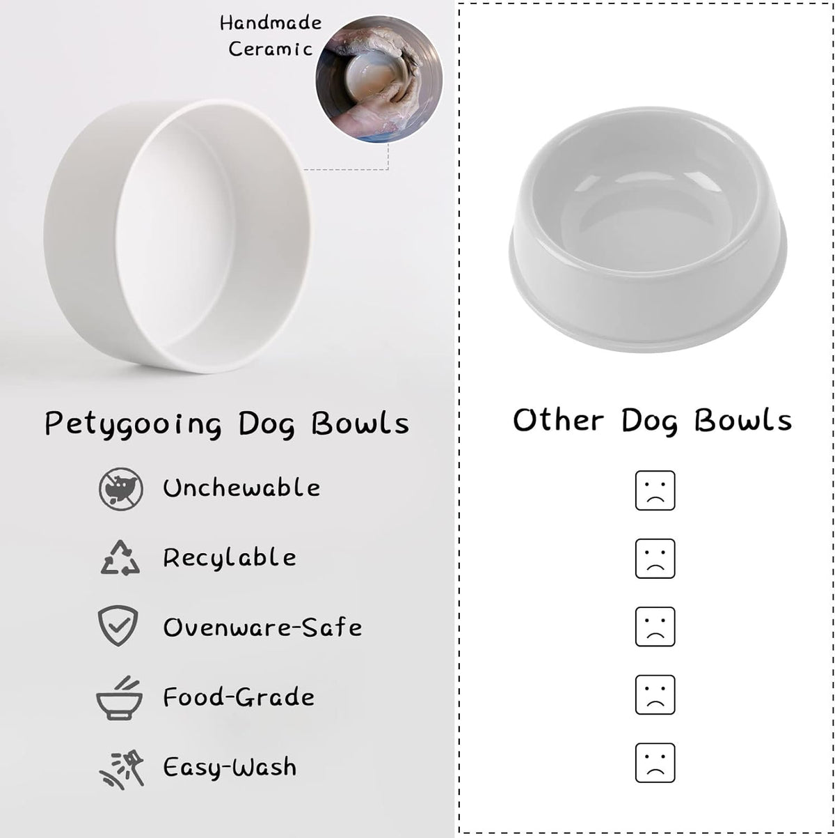 28 OZ Rust Red Elevated/Raised Ceramic Dog Bowl for Small and Medium - White / 3.6 Cups - Medium - image 4