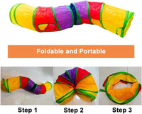 Cat Tunnel Tube Toys，Tunnels for Indoor Cats - S - 2 Way Yellow Green - image 2
