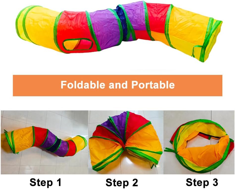 Cat Tunnel Tube Toys，Tunnels for Indoor Cats - S - 2 Way Yellow Green - image 2