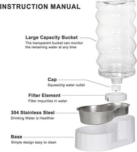 Sfozstra Automatic Pet Water Dispenser: 9L Lagre Dogs Stainless Steel Gravity Feeder - Convenient Drinking Water Dispenser Designed for Dogs and Cats (White, 9L)