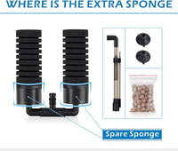 hygger Sponge Filter, Aquarium Filter Double Sponge Replaceable Media with 4 Biochemical Sponges and 1 Bag of Filtered Ceramic Balls Ultra Quiet Filter Fish Tank (S/M) (M for 15 to 55 Gallon Tank)