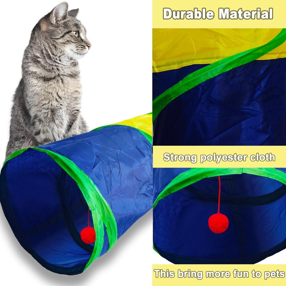 Cat Tunnel Tube Toys，Tunnels for Indoor Cats - 2 Way Mushroom - image 4