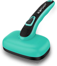 Self Cleaning Slicker Brush for Dog and Cat Shedding – Essentials for Dogs - Aqua Green