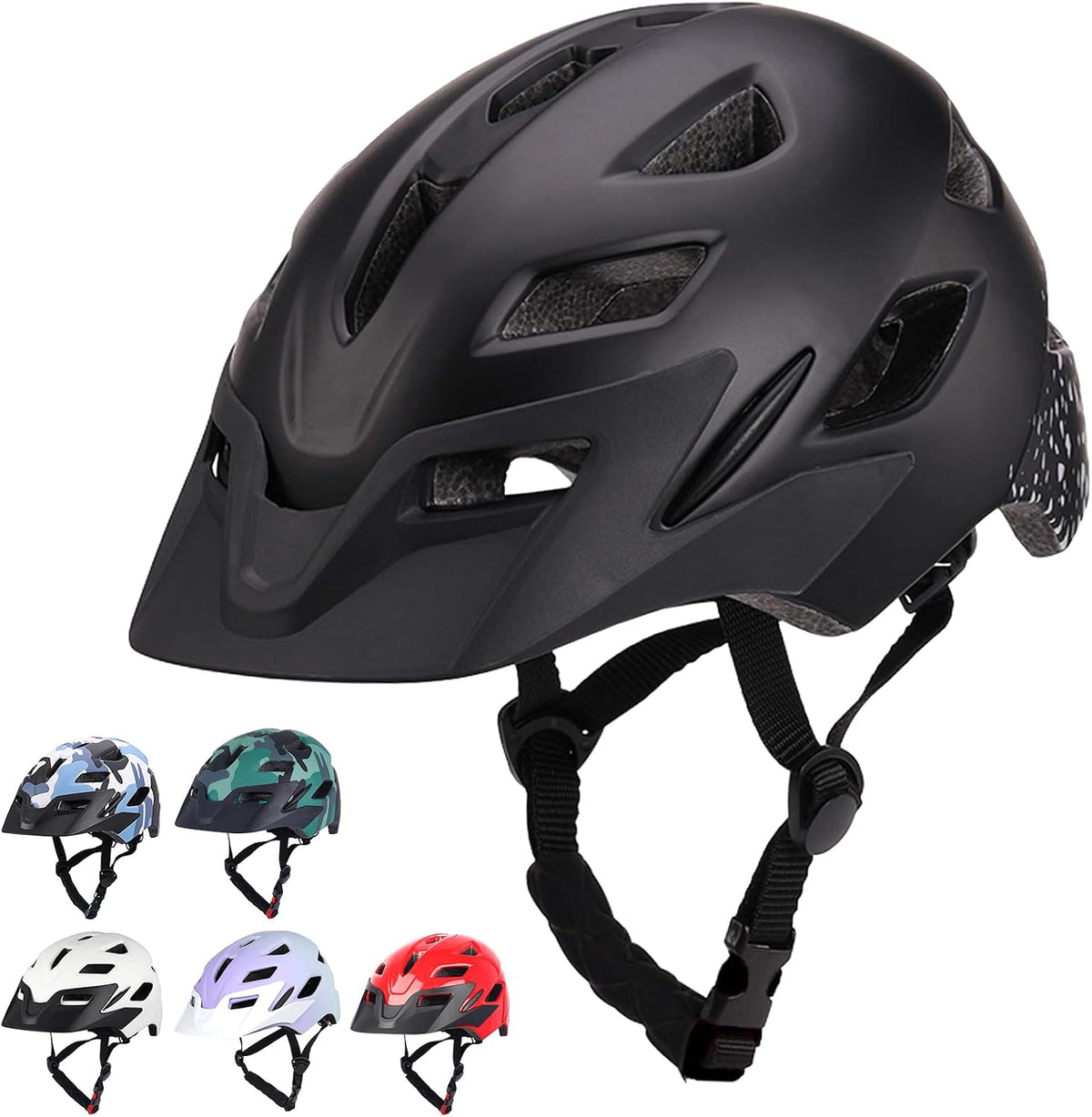 Kids Bike Helmet, Toddler Youth Helmet for Boys Girls, Ages 3-5 - Matte Black / 50cm-57cm/19.7''-22.4''