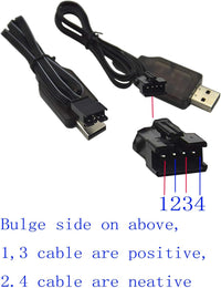 Blomiky 2-pack 7.4V USB RC boat battery charger cables with SM-4P 4-pin plug - view 2