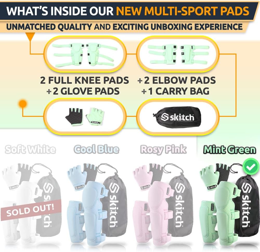 Skitch kids protective gear set with knee pads, elbow pads, wrist guards and bag - view 5