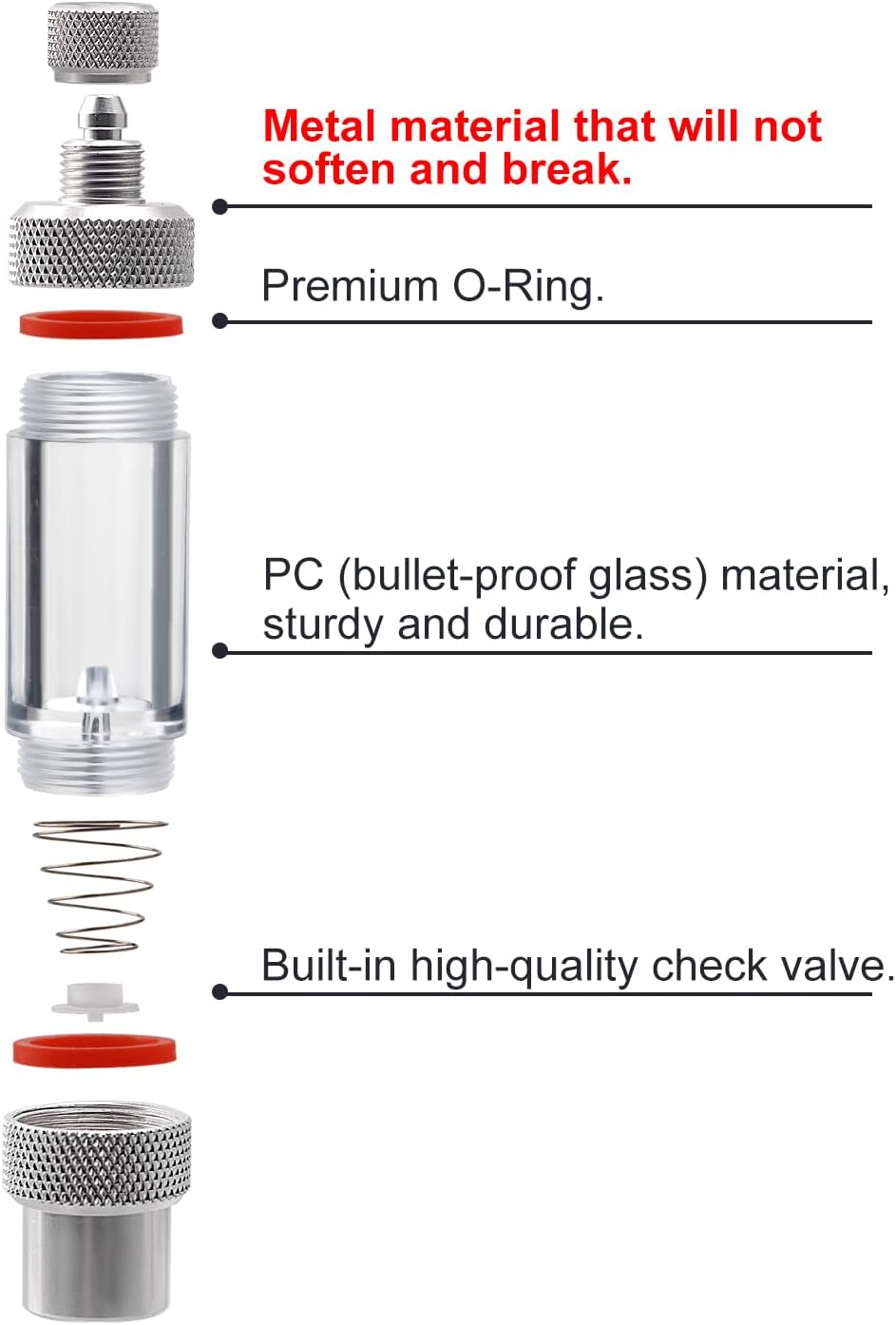 Aquarium CO2 Bubble Counter with Built-in Check Valve for CO2 - single-head - image 4