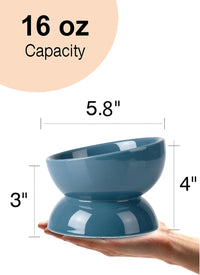 Cat Water Bowl, 15° Tilted and Raised Pet Food Dish - 1 Pack / Blue - image 3