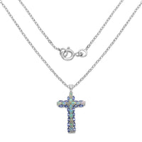 3.32 Carat Genuine Ethiopian Opal and Tanzanite .925 Sterling Silver Pendant
