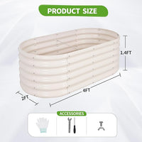 Galvanized Raised Garden Bed Outdoor- 2 Pcs Raised Beds for Gardening| Metal Planter Box, Steel Raised Garden Bed Kit with Gloves for Vegetables, Flower, Herbs (4x2x1.4FT, White)