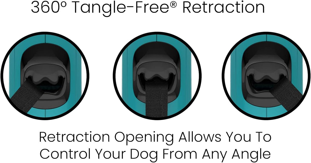 TUG Monochrome 360° Tangle-Free Retractable Dog Leash - Aqua / Tiny, 10 ft - image 3