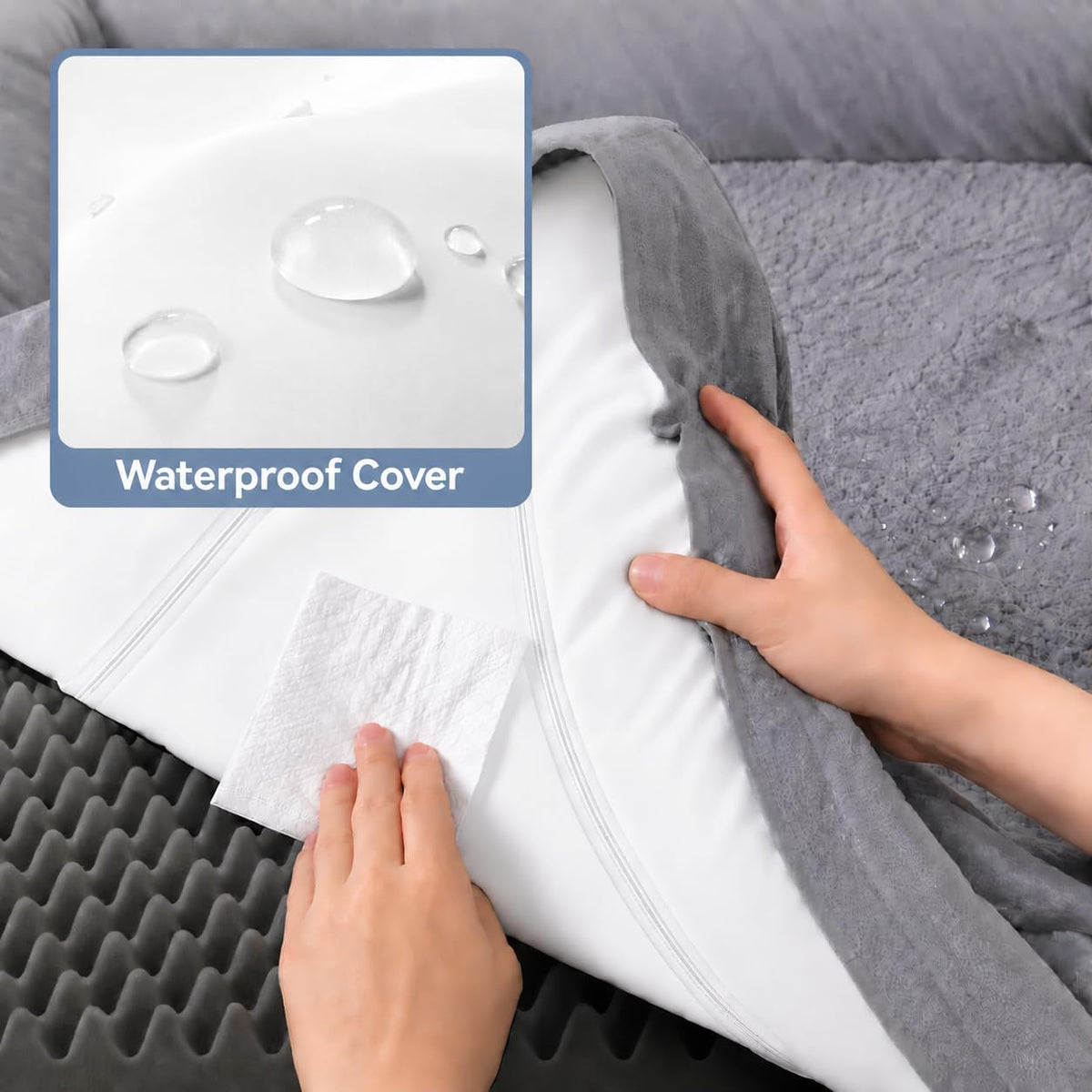 WESTERN HOME Orthopedic Dog Bed Washable Couch for Large Senior Dog - Grey / 42" x 30" x 7.5" - image 4