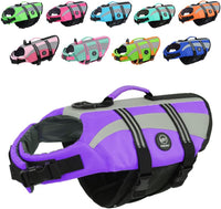 EMUST Dog Life Jacket, High Visibility Dog Life Vests with 2 Rescue Handles – Essentials for Dogs - Medium / Purple