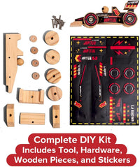 Little Jupiter DIY Wooden Kits w/Stickers, Kids Building Kit - Open Wheel Race Car - image 2
