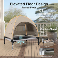 Elevated Outdoor Dog Bed with Canopy Cooling Pet Cot Camping Tent