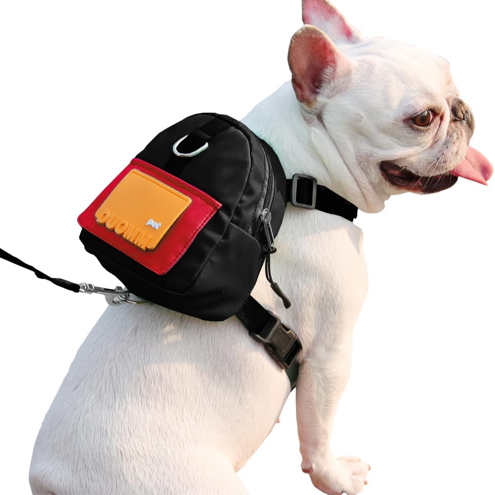 Dog Backpack Harness with Leash - Medium / Black - image 2