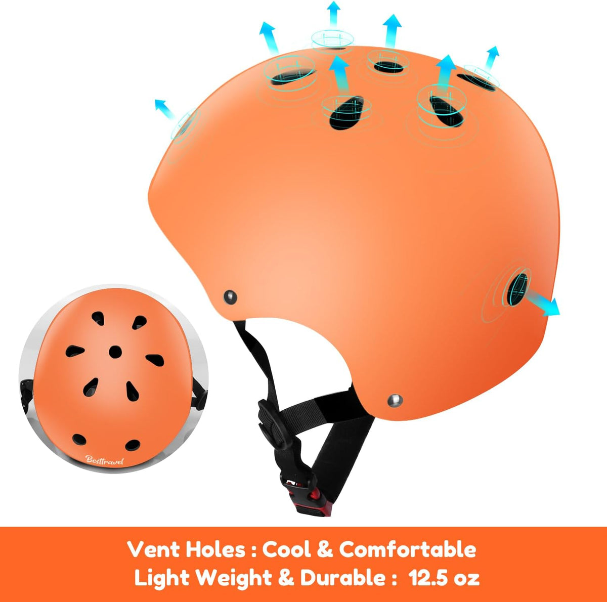Besttravel Kids Helmet, Toddler Adjustable Kids Ages 3-8 Years Old Boys Girls Multi-Sports Safety - Orange - image 4