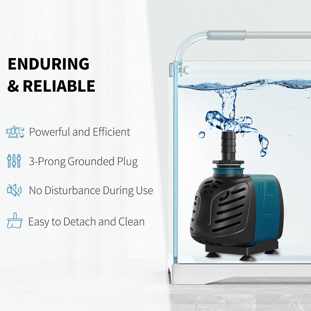 Uniclife 80 GPH Submersible Water Pump 4W 2.4ft High Lift Quiet Pump - 550GPH - image 3