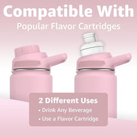 Chill Oasis Water Bottle | Compatible With Popular Flavor Cartridges | BPA Free, Leak Proof, Double-Walled Vacuum Insulated Stainless Steel, and Dishwasher Safe | Cold for 24 Hours (Pink, 22oz)