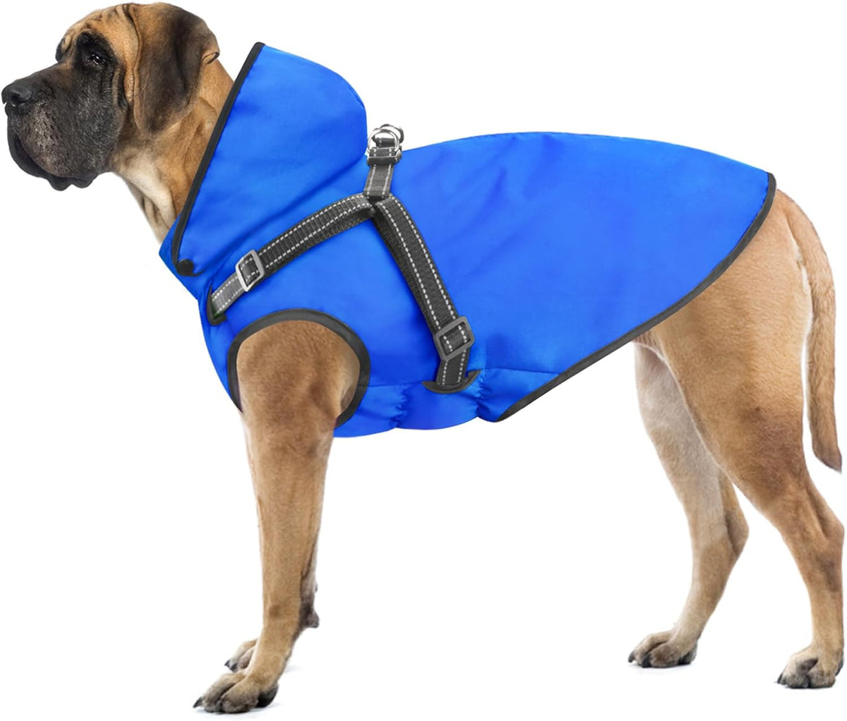 Dog Raincoat Waterproof Dog Hoodie Reflective Dog Raincoat Hooded - M / Blue