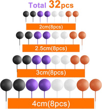 ASTARON 32 Pcs Foam Balls Cake Topper Decorations for Party Cake - Orange，black，purple - image 2