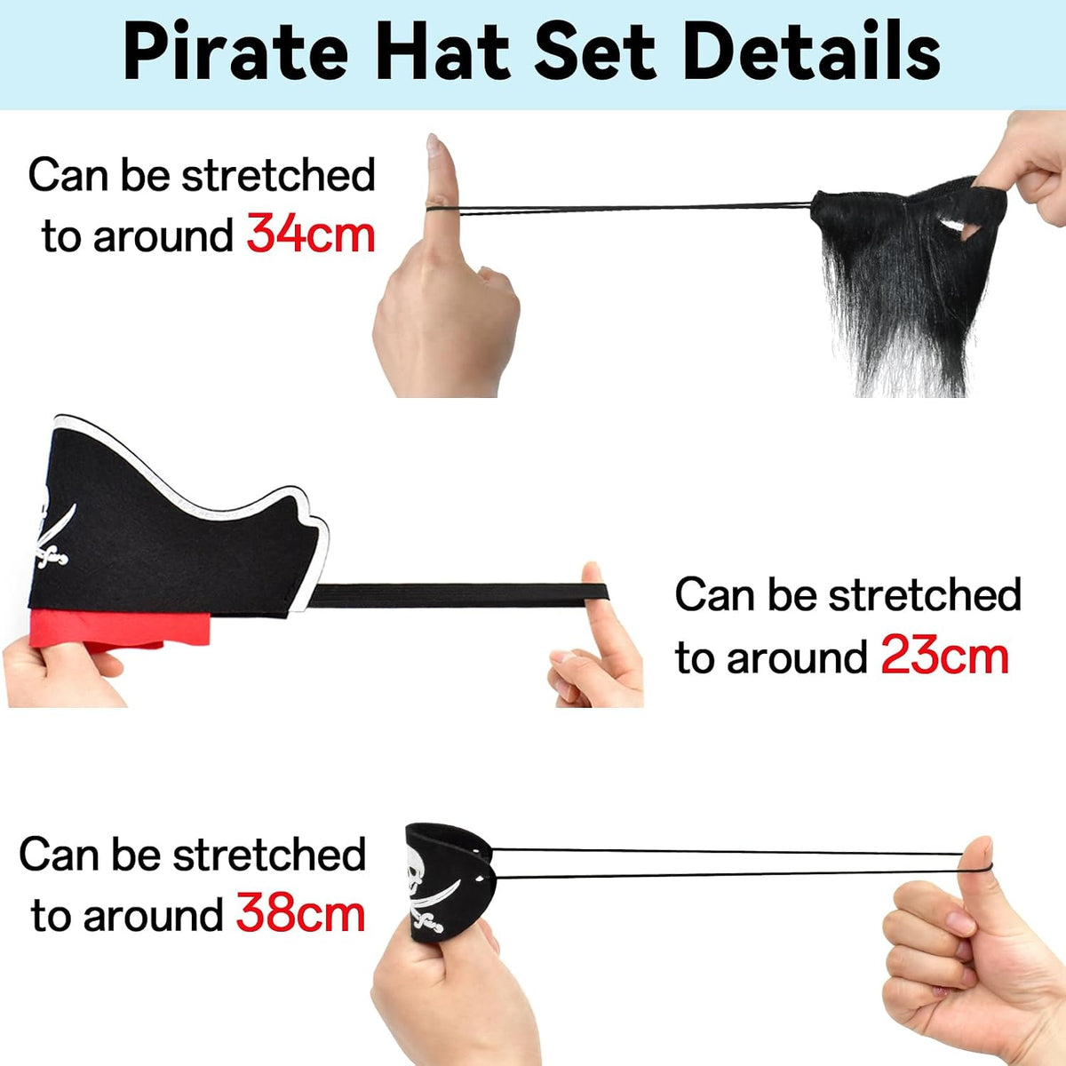 ZeeDix 9 Pcs Pirate Accessories for Kids - 18pcs New Pirate Beard Set - image 3