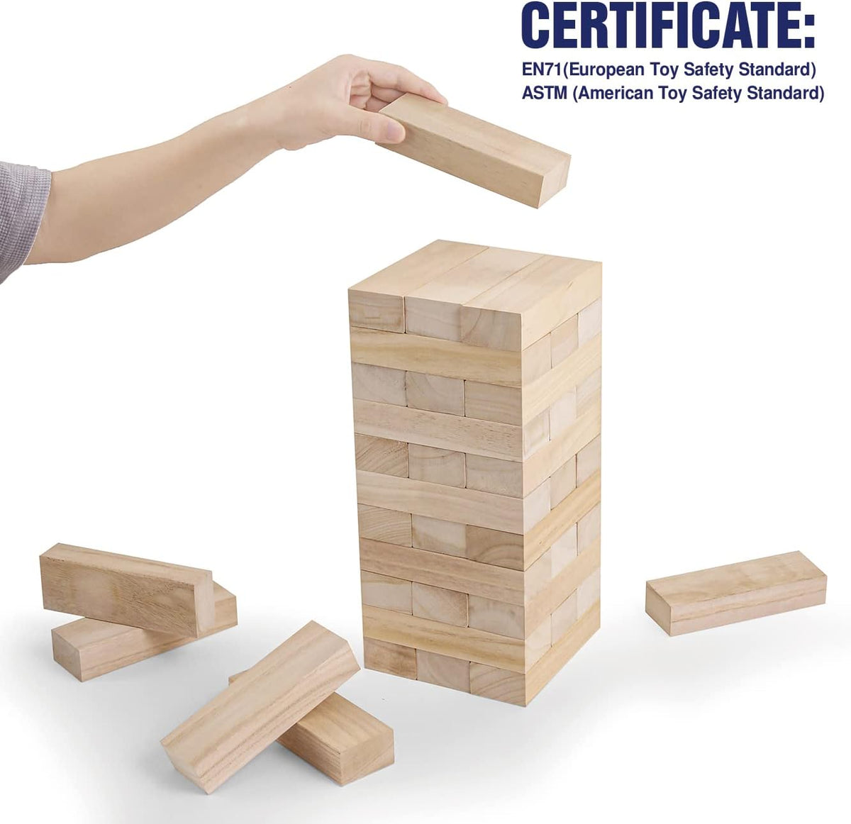 GOTHINK Giant Tumble Tower Game - Natural / L-Over 4FT - image 4