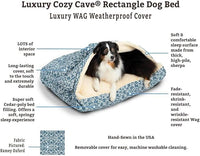 Snoozer Luxury Rectangle Cozy Cave Dog Bed - Indoor Dog Bed with Cover Cave, Covered Calming Burrow for Large Sized Pets with Blanket Attached, Enclosed, Washable - XL, Barkely Black Diamond