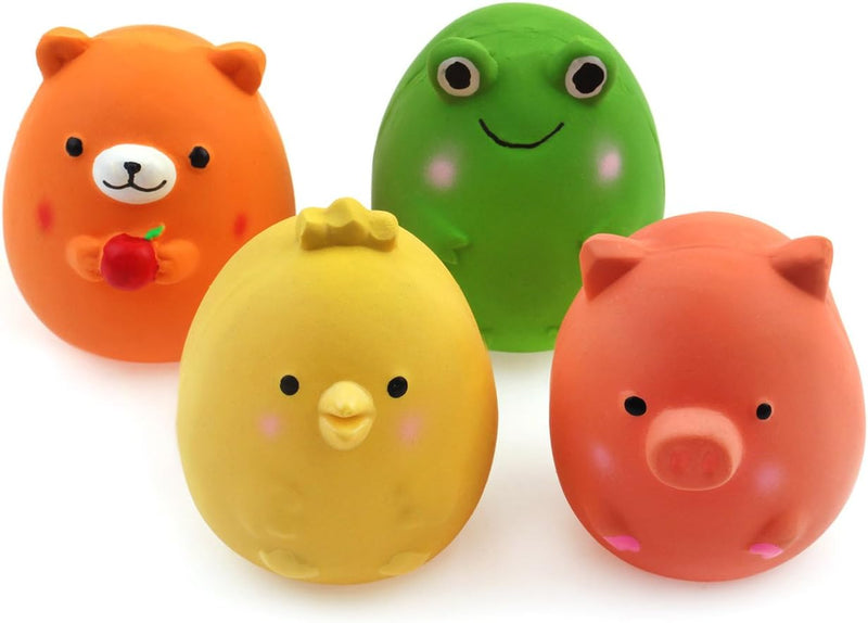 CHIWAVA 4PCS 2.4" Squeak Latex Puppy Toy Funny Animal Sets for Small