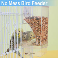 Bird Parrot Feeders, No Mess Automatic Cage Feeder Dispenser Food Container, Auto Bird Seed Bowl - image 2
