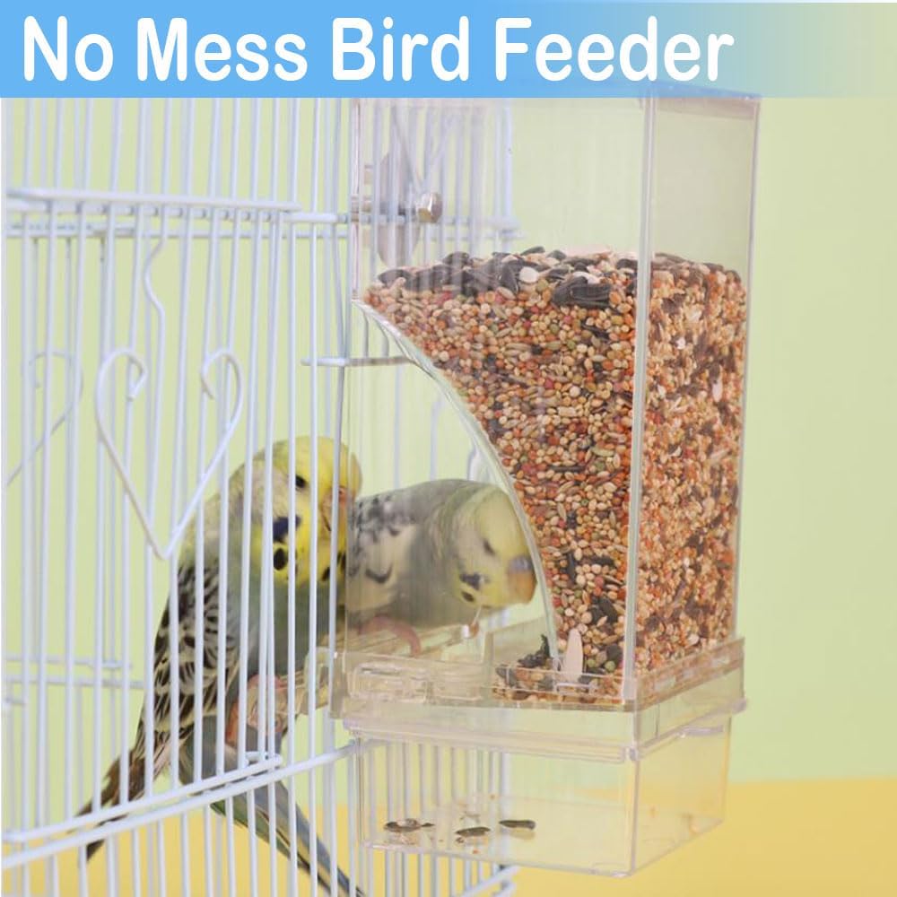 Bird Parrot Feeders, No Mess Automatic Cage Feeder Dispenser Food Container, Auto Bird Seed Bowl - image 2