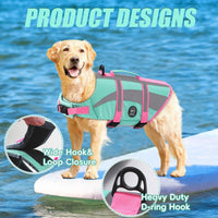 EMUST Dog Life Jacket, High Visibility Dog Life Vests with 2 Rescue Handles – Essentials for Dogs - Medium / NewTurquoise - image 3