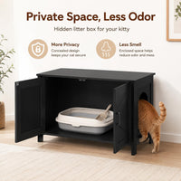 31.5" L Cat Litter Box Enclosure with Barn Door - 31.5"L / Black - image 2