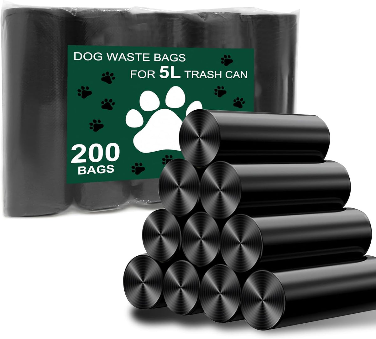 Dog Waste Bags - 100 Pcs Dog Poop Bags for 5L Dog Poop Trash Can Outside – Essentials for Dogs - 1 Count (Pack of 200)