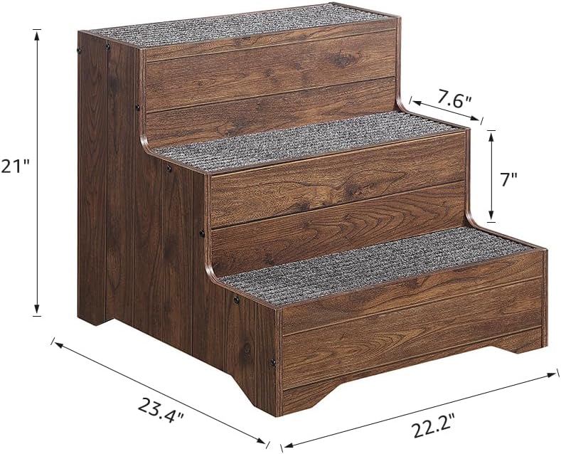 beeNbkks Wooden Dog Stairs and Sturdy Pet Steps for High Beds - Medium, 3-Tier - image 4
