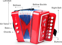 Tosnail small red accordion with 10 keys and buttons for beginners - view 3