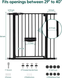 Babelio 36" Tall Pet Gate with Cat Door, CatPrivilege II, 29-40" - Black / 29-40" Wide, 36" Tall - image 2