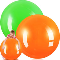 Jenaai giant inflatable bouncy balls in red and blue, 30 inches across