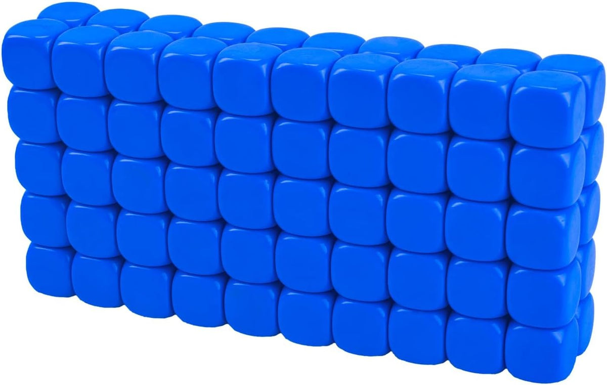 22MM Rounded Blank Six Sided Dice Lianshi Teaching Created Sesources - 100Pcs / Blue
