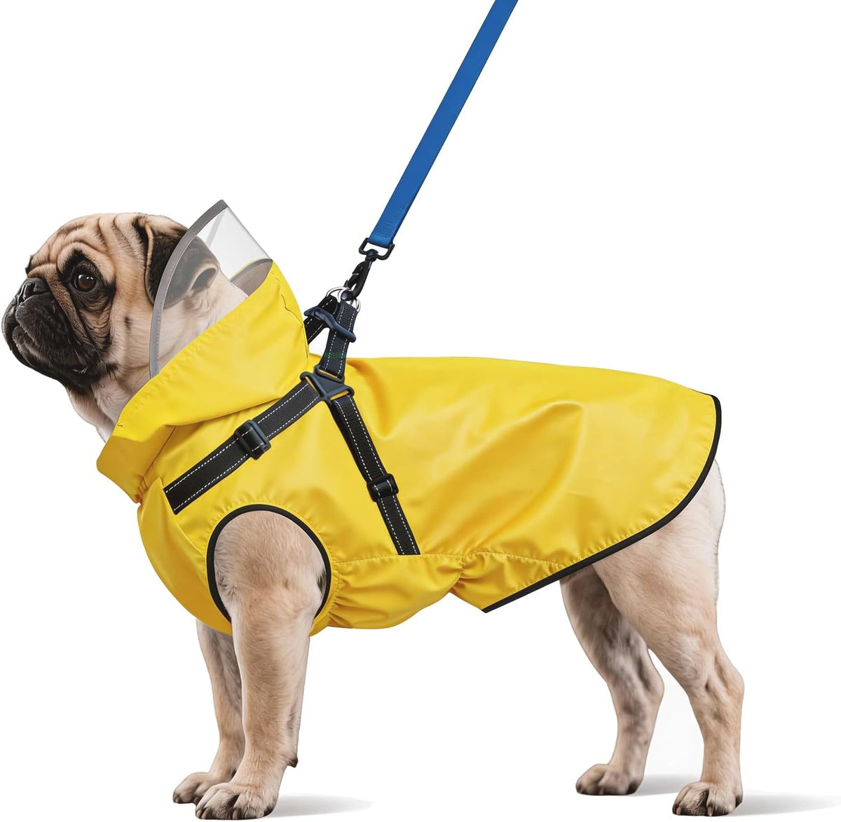 Dog Raincoat: Dog Rain Jacket with Reflective Harness & Removable Hood - Medium