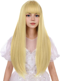 WAVELNM kids long straight black wig with hot pink highlights and bangs - view 21