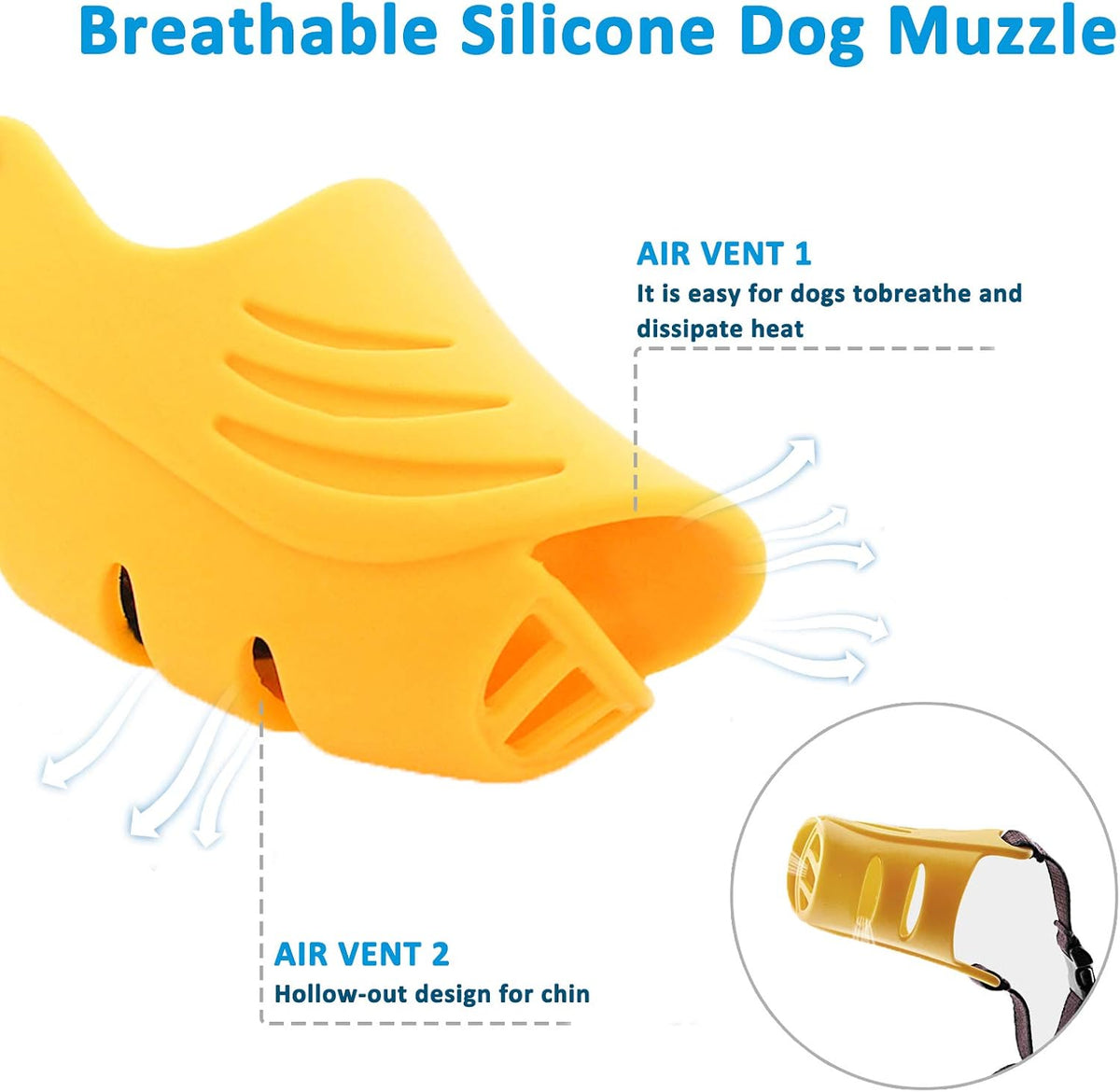 LUCKYPAW Soft Duck Silicone Dog Muzzle for Small Medium Dogs Poodle - XL / Yellow - image 3