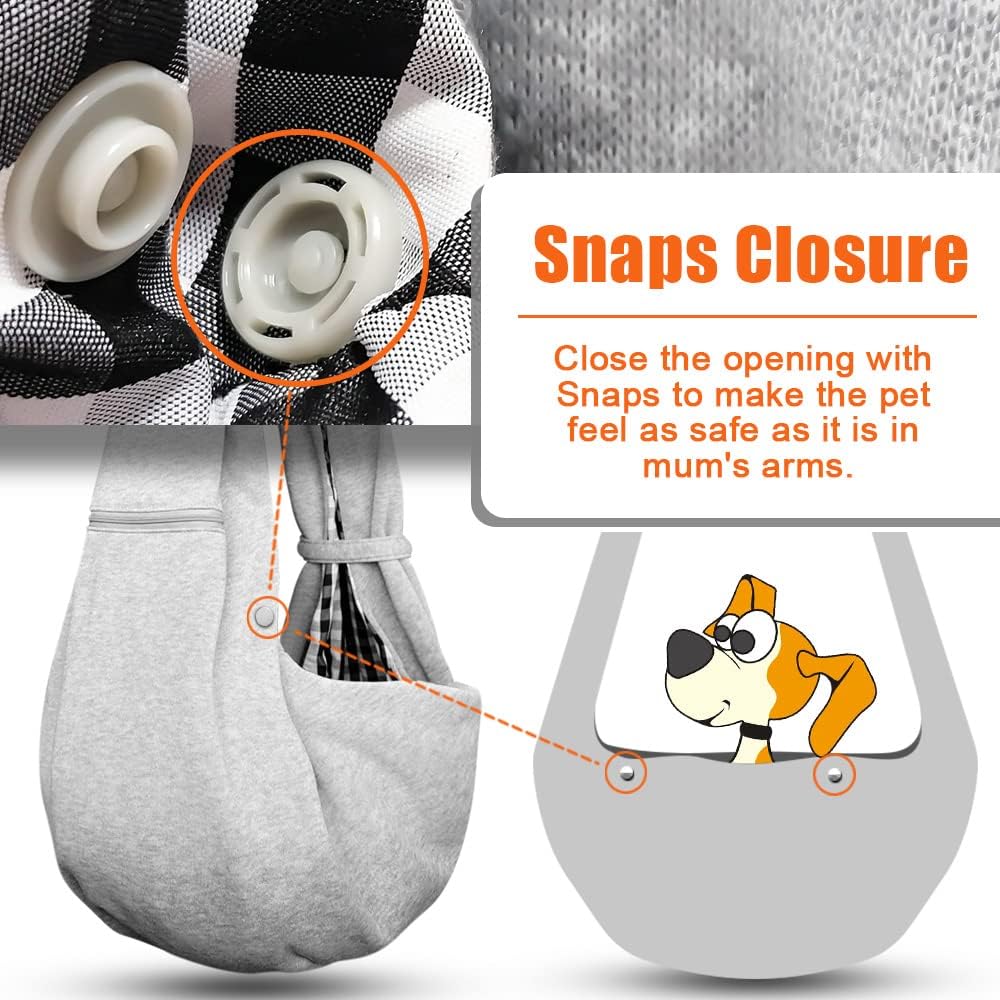 Tomkas Small Dog Sling Carrier, Classic Pocket & Classic Strap - Grey / M - Zip pocket & Adjust Strap - image 3