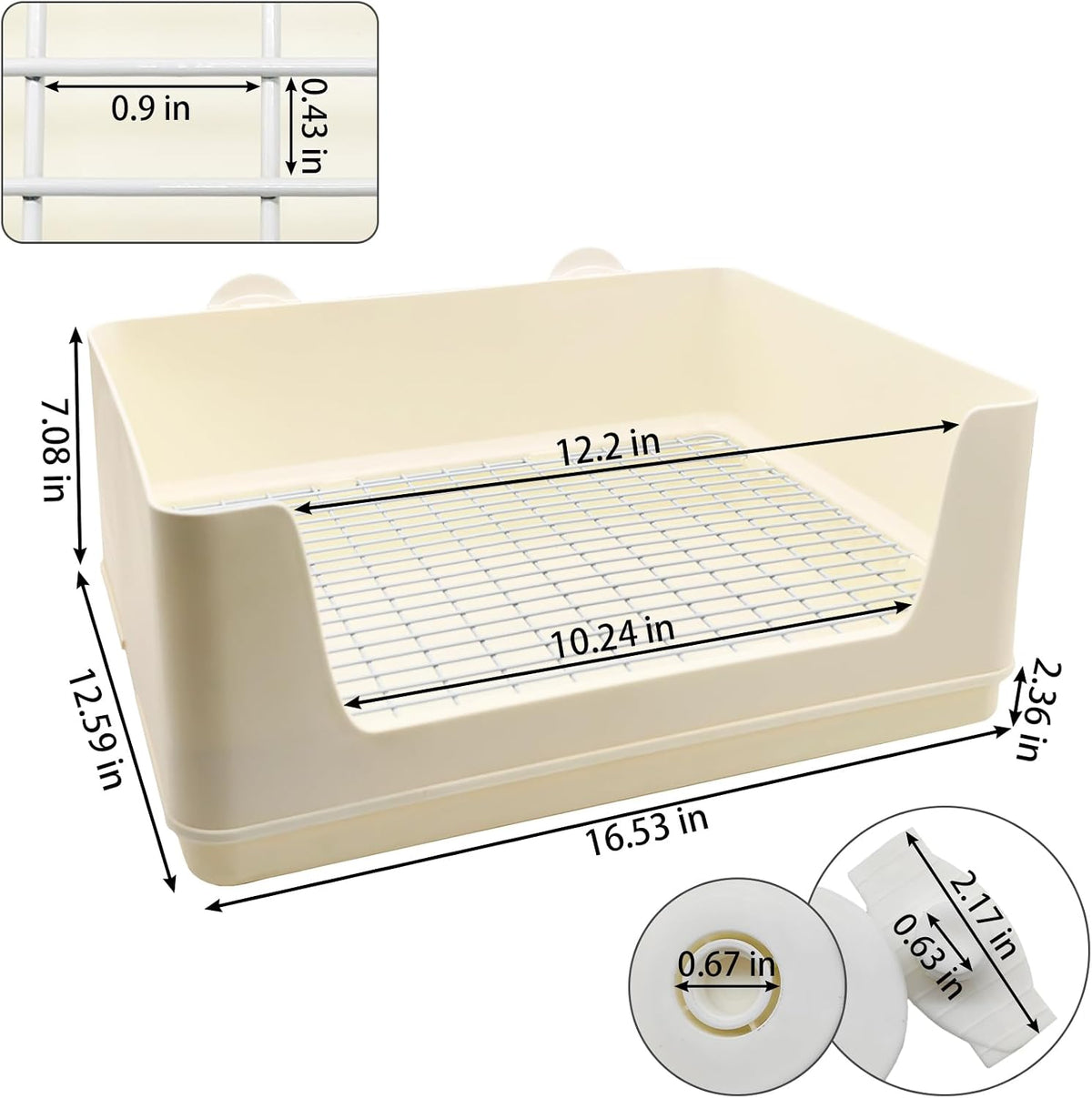 VCEPJH Extra Large Bunny Litter Box for Cage - White - image 2