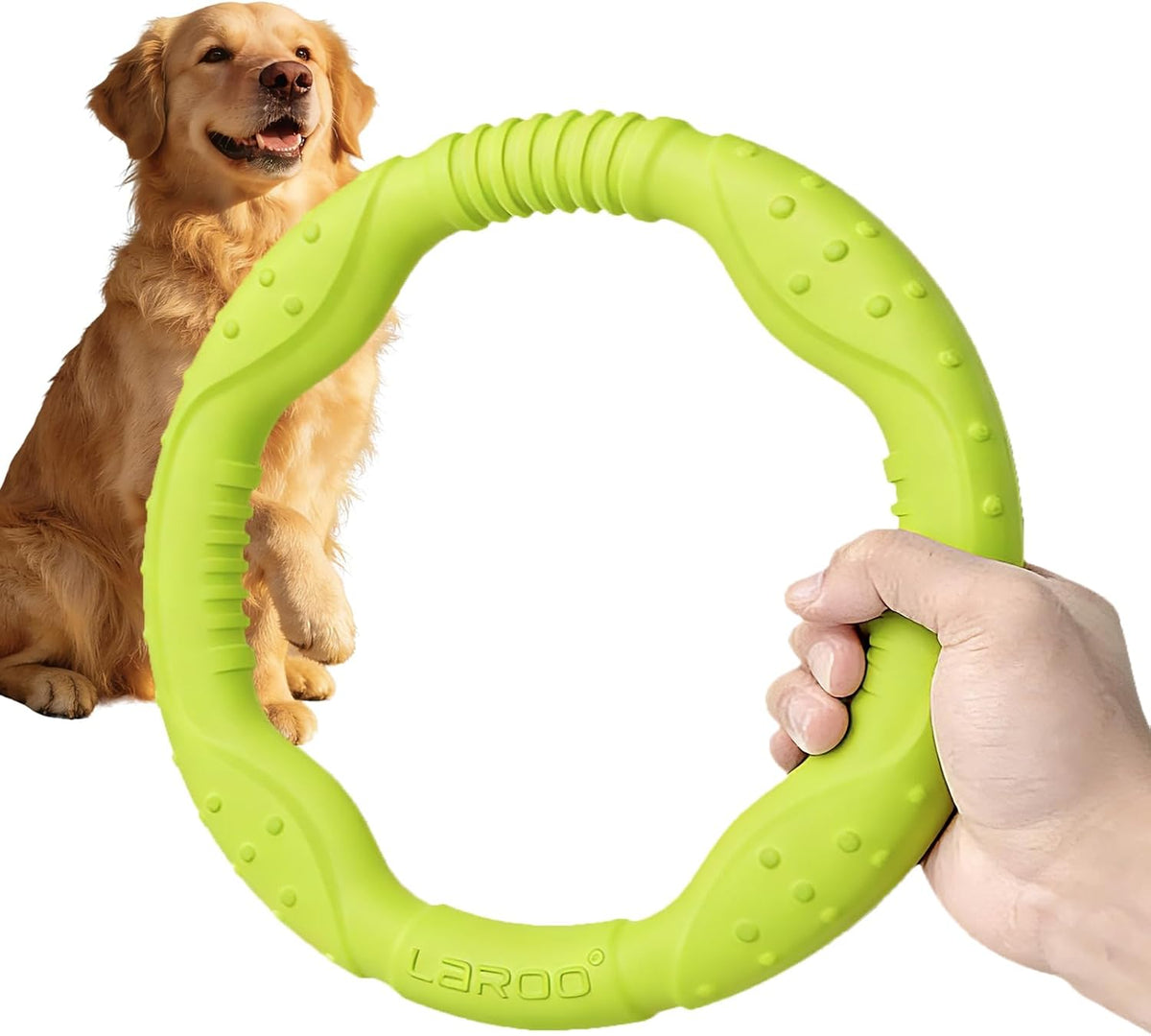 LaRoo Dog Flying Ring Toys, Floating Flying Disc Toys - Green-L
