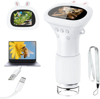 Microscope for Kids 1000X Handheld Digital Miniscope Stem Toys Gifts – Fun for Kids & Family - White