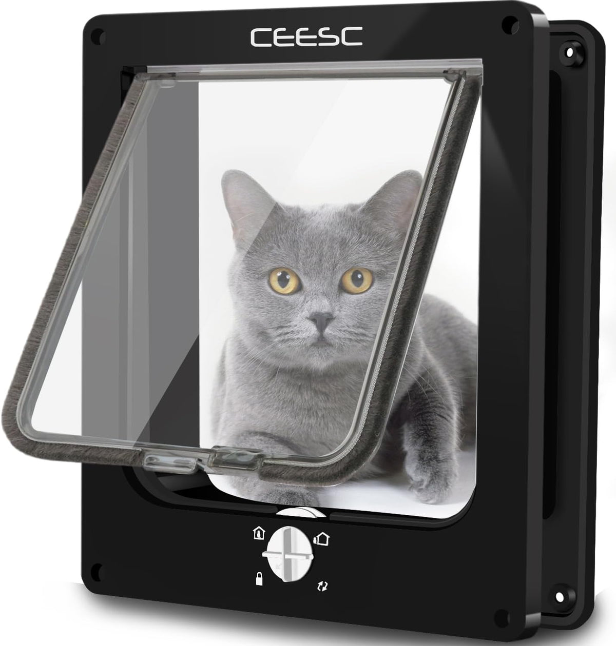 CEESC Medium Cat Door for Interior/Exterior, for Pets <15.75" - L- Inner size: 7.1"(W) x 7.7"(H) / Black